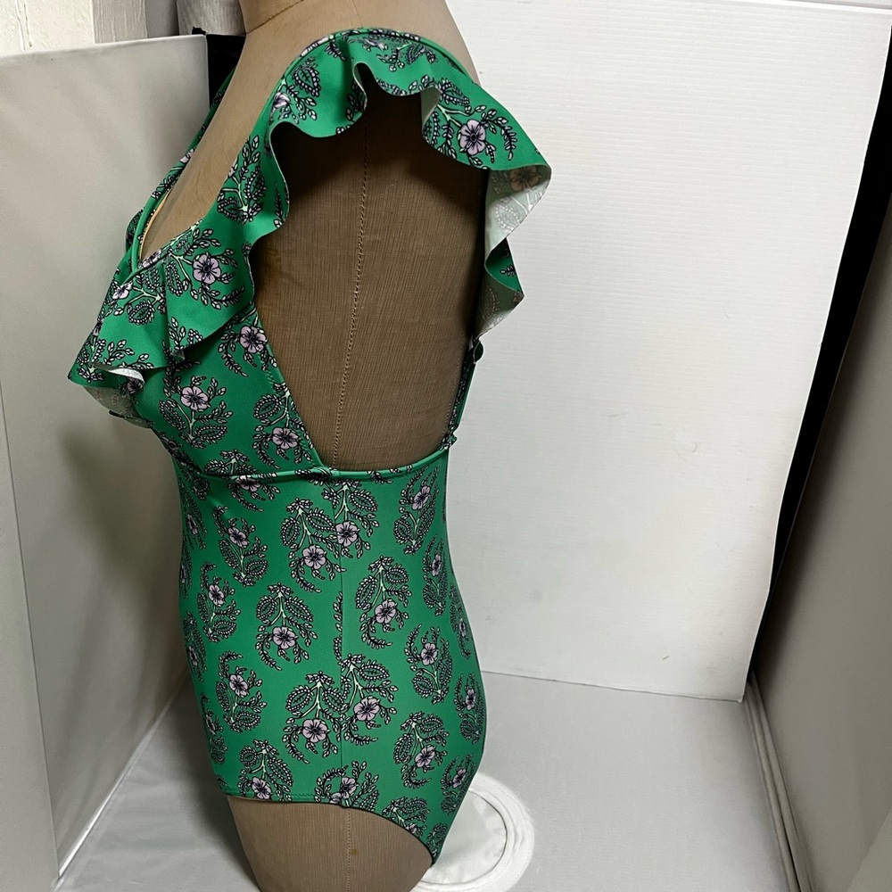 J. Crew Green and Purple Floral Swimsuit - Picture 7 of 8